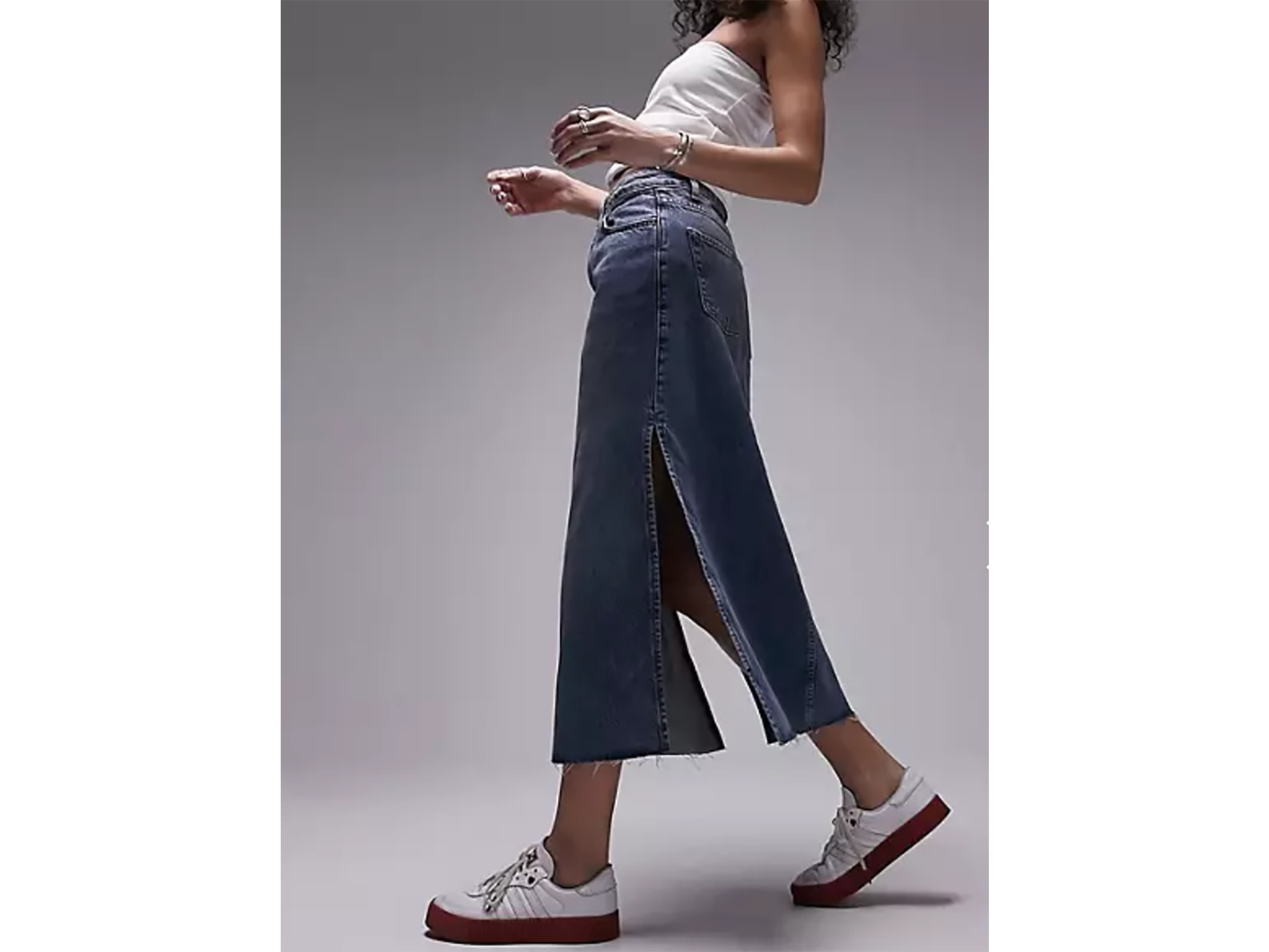 Denim midi skirt topshop store